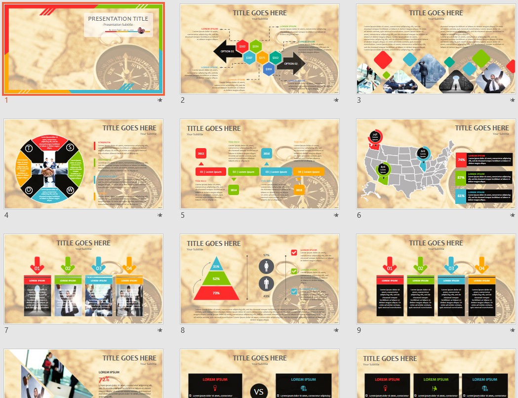 Map And Compass PowerPoint 103822